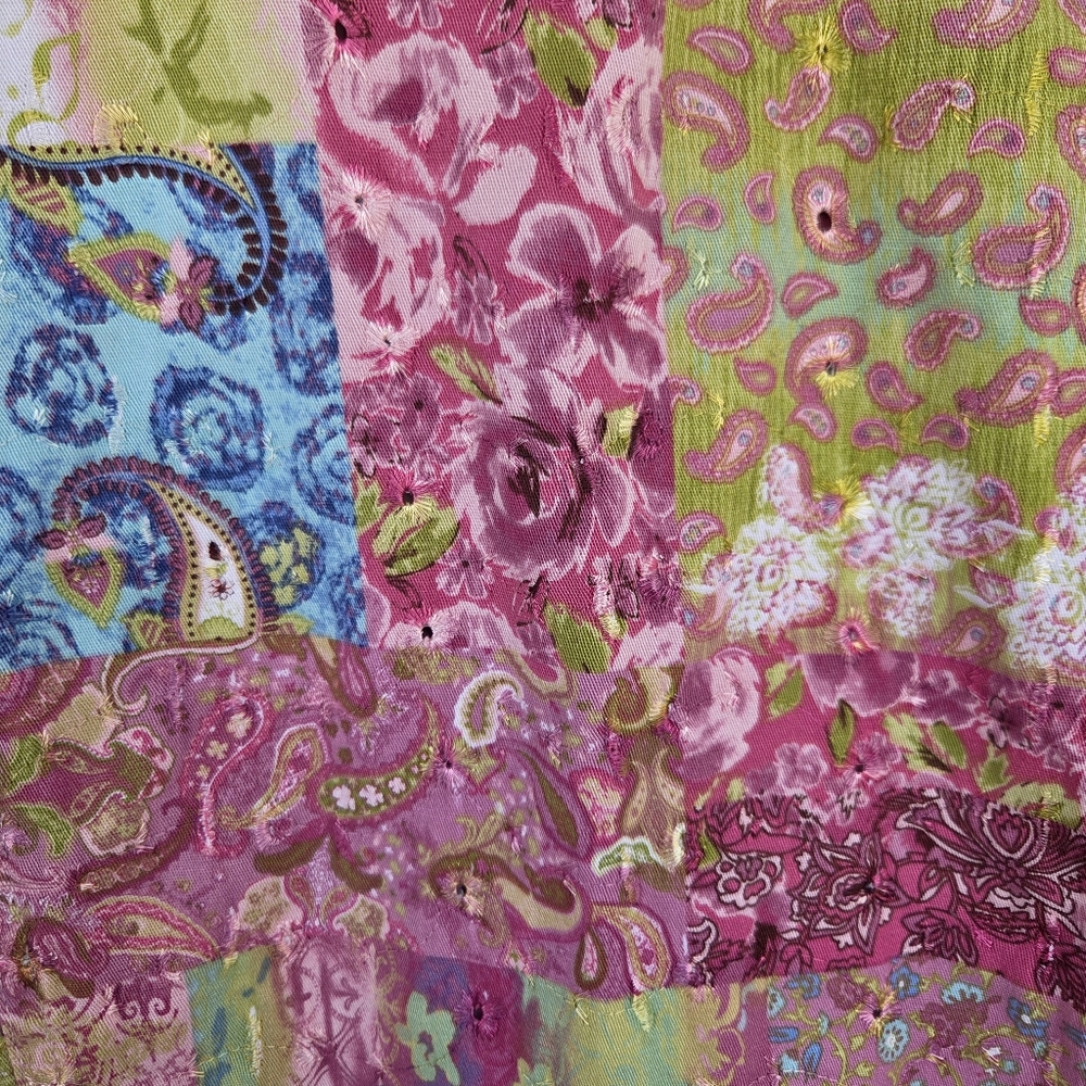 Pastel Floral Patchwork Snap Closure Embroidered … - image 4